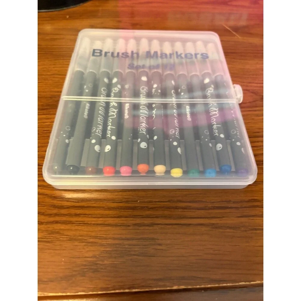 Brush Marker (Set Of 12) Acrylic Black Clear Tops